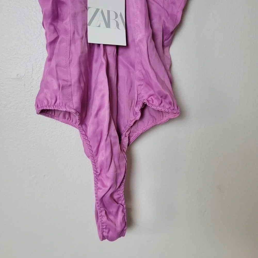 NWT ZARA  SATIN-EFFECT STRAPPY BODYSUIT Pink Size Small Ref 4661/480 - Picture 10 of 14